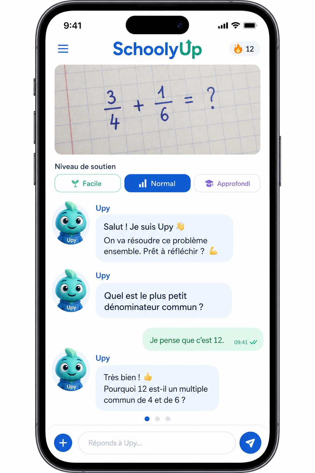 Exercice de mathématiques expliqué par Upy — version française